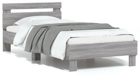 Πλαίσιο Κρεβατιού με Κεφαλάρι Γκρι Sonoma 90x190 εκ. Επεξ. Ξύλο