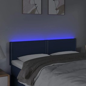 Κεφαλάρι Κρεβατιού LED Μπλε 144x5x78/88 εκ. Υφασμάτινο 3121476