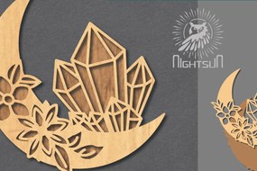 Σετ των 2 Intra απο ξύλο plywood 3mm-4mm πάχος - Διακόσμηση Chrystal Moon Cut Laser 2 Δίασταση 20x20 cm INTRAFABR-122555813