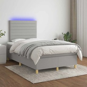 vidaXL Κρεβάτι Boxspring με Στρώμα &amp; LED Αν.Γκρι 120x190εκ. Υφασμάτινο