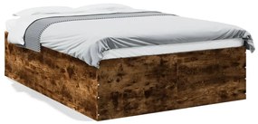 vidaXL Πλαίσιο Κρεβατιού Καπνιστή Δρυς 140x200 εκ. Επεξεργασμένο Ξύλο