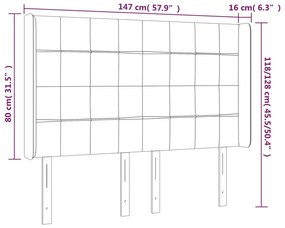 Κεφαλάρι με Πτερύγια Μαύρο 147x16x118/128 εκ. Βελούδινο - Μαύρο
