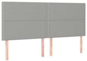 vidaXL Κρεβάτι Boxspring με Στρώμα &amp; LED Αν.Γκρι 180x200εκ. Υφασμάτινο