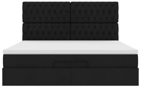 vidaXL Οθωμανικό κρεβάτι με στρώμα Μαύρο 160x200cm Ύφασμα