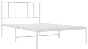 vidaXL Πλαίσιο Κρεβατιού με Κεφαλάρι Λευκό 100 x 200 εκ. Μεταλλικό