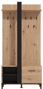 Έπιπλο Χολ Capitello Artisan - Μαύρο - Μαύρο Μάτ 90x33x191 εκ. 90x33x191 εκ.