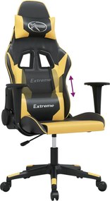 vidaXL Καρέκλα Gaming Μαύρο/Χρυσό από Συνθετικό Δέρμα
