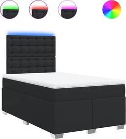 vidaXL Κρεβάτι Boxspring με Στρώμα Μαύρο 120 x 200 εκ. Συνθετικό Δέρμα