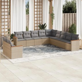 vidaXL Patio Sofa Set 11-θέσια Beige and Grey