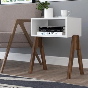 Κομοδίνο ORIGIN Λευκό - Καρυδί 45x30x56 εκ.