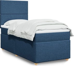 vidaXL Κρεβάτι Boxspring με Στρώμα Μπλε 100 x 200 εκ. Υφασμάτινο