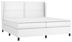 vidaXL Κρεβάτι Boxspring με Στρώμα Λευκό 200x200 εκ. Συνθετικό Δέρμα