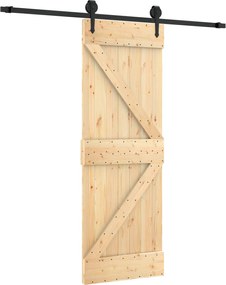 vidaXL Συρόμενη Πόρτα Φυσικό και Μαύρο 70 x 210 cm