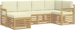 vidaXL Σειρά Καναπέ Εξωτερικού 6 pcs Λευκό και Κρεμ Πολυεστέρας