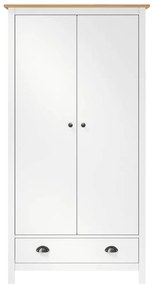 vidaXL Ντουλάπα Hill Δίφυλλη Λευκή 89x50x170 εκ. Μασίφ Ξύλο Πεύκου