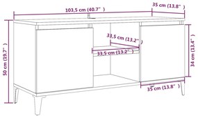 Έπιπλο Τηλεόρασης Γκρι Sonoma 103,5x35x50 εκ. Μεταλλικά Πόδια - Γκρι