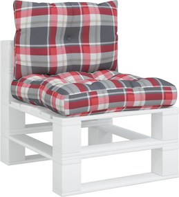 vidaXL Μαξιλάρια Παλέτας 2 τεμ. Γκρι Καρό Υφασμάτινα