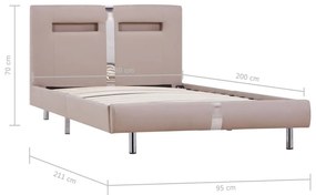 Πλαίσιο Κρεβατιού με LED Καπουτσίνο 90x200 εκ. Συνθετικό Δέρμα - Μπεζ