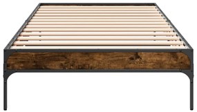vidaXL Πλαίσιο Κρεβατιού Καπνιστή Δρυς 75x190 εκ. Επεξ. Ξύλο &amp; Μέταλλο