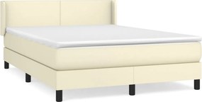 vidaXL Κρεβάτι Boxspring με Στρώμα Κρεμ 140x200εκ. από Συνθετικό Δέρμα