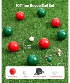VEVOR Bocce Ball Set Bocce Ball Game Set 107 mm 8 Resin Balls 2 Colors for Beach