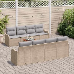 vidaXL Μπεζ Σετ Σαλονιού Κήπου 9 pcs Μπεζ, λευκό Large