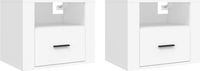 vidaXL Κομοδίνα Επιτοίχια 2 τεμ. Λευκά 50x36x40 εκ.