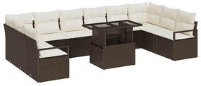 vidaXL Σετ Καναπέ Κήπου 11 pcs Καφέ και κρεμ 100 x 55 x 73 εκ