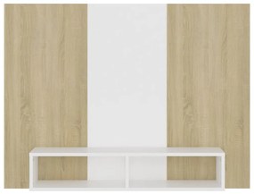 vidaXL Έπιπλο Τηλεόρασης Τοίχου Λευκό/Sonoma Δρυς 120x23,5x90εκ Μοριοσ