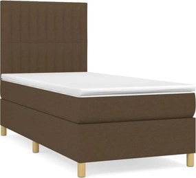 vidaXL Κρεβάτι Boxspring με Στρώμα Σκούρο Καφέ 100x200 εκ. Υφασμάτινο
