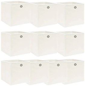 Κουτιά Αποθήκευσης 10 τεμ. Λευκά 32 x 32 x 32 εκ. Υφασμάτινα - Λευκό