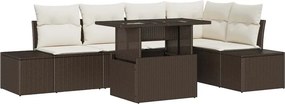 vidaXL Σετ Καναπέ Κήπου με αποθήκευση 6 pcs Καφέ Πολυ ράταν
