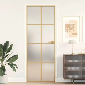 vidaXL Εσωτερική Πόρτα Χρυσή 76 x 201,5 εκ. Ψημένο Γυαλί &amp; Αλουμίνιο