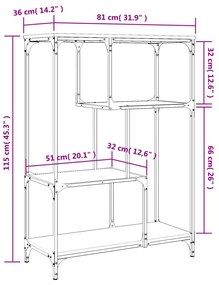 Βιβλιοθήκη Μαύρη 81x36x115 εκ. Επεξεργασμένο Ξύλο / Ατσάλι - Μαύρο