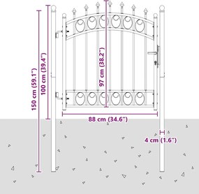 vidaXL Πύλη Φράχτη με Ακίδες EMMEN 100 x 100 cm Γκρι Κλειδώσιμο