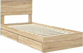vidaXL Κρεβάτι Αποθήκης Δρύς Sonoma 90 x 200 cm Επεξεργασμένο ξύλο