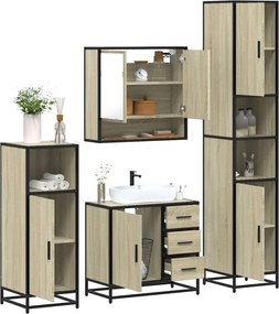 vidaXL Σετ Επίπλων Μπάνιου 4 Τεμαχίων Sonoma Δρυς Επεξεργασμένο Ξύλο