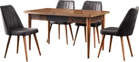 Τραπέζι Επεκτεινόμενο Καρυδιά / Ανθρακί MIRA 130x80x75