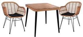 Σετ Κήπου Τραπεζαρία ALLEGRA C10483 3 τεμ Μπέζ - Μαύρο Wicker με Τραπέζι 80x80x78 εκ. & 2 Καρέκλες