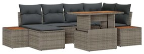 vidaXL Σέτ φαγητού για κήπο με μαξιλάρι 7 pcs Γκρι, Καφέ