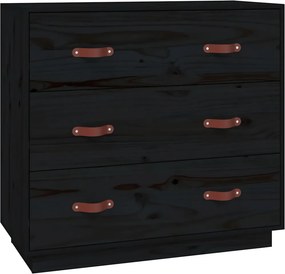 vidaXL Ντουλάπι Μαύρος 80x40x75 εκ. από Μασίφ Ξύλο Πεύκου