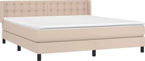 vidaXL Κρεβάτι Boxspring με Στρώμα Καπουτσίνο 160x200εκ.από Συνθ.Δέρμα