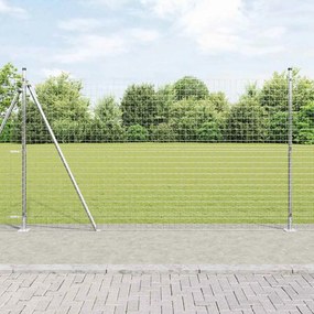 Φράχτης με Στήλες. Ασημί 1.4 x 10 m Ατσάλι