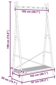 Κρεμάστρα Ρούχων με Ράφι 102 x 50 x 190 εκ. Μπαμπού - Καφέ