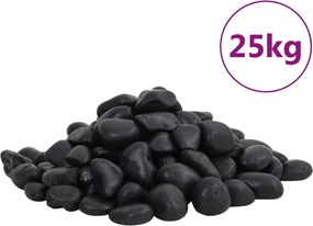 vidaXL Βότσαλα Γυαλισμένα Μαύρα 25 κ. 2-5 εκ.