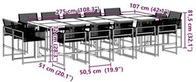 Σετ Τραπεζαρίας Κήπου 15 Τεμαχίων Μαύρο Συνθετικό Ρατάν - Μαύρο