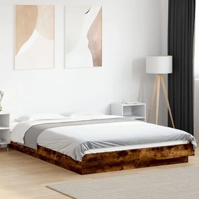 vidaXL Πλαίσιο Κρεβατιού Καπνιστή Δρυς 140x200 εκ. Επεξεργασμένο Ξύλο