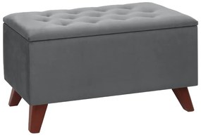 Σκαμπώ - Ταμπουρέ Lotus Megapap βελούδινο χρώμα γκρι 90x40x50εκ.