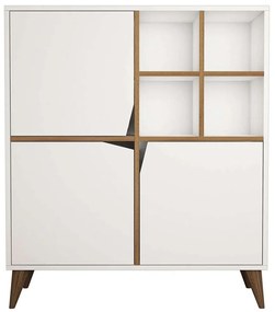 Ντουλάπι Pulse 845HCT3911 100x30x115cm White-Walnut Μοριοσανίδα, Μελαμίνη