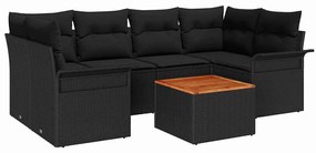 vidaXL Σετ Καναπέ Κήπου 7 pcs Μαύρο Πολυ ράταν